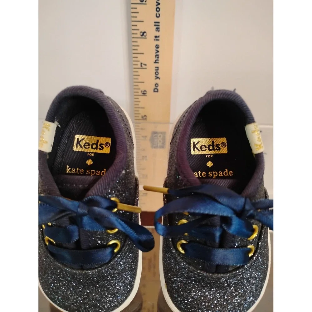 Keds x Kate Spade Navy Blue Glitter Champion Crib Shoes Infant Size 1M Sneaker